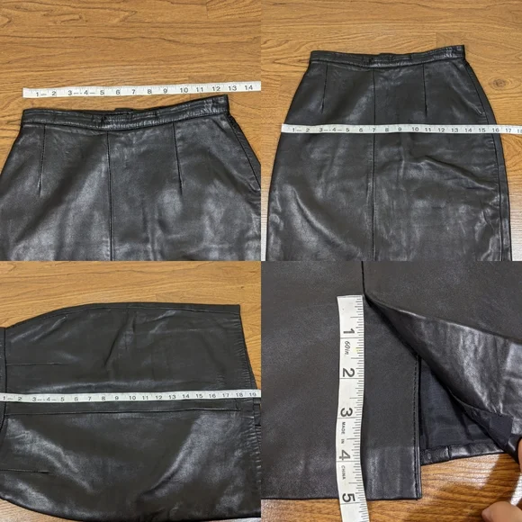 MICHAEL HOBAN Lambskin Leather Knee Length Skirt - Picture 9 of 9